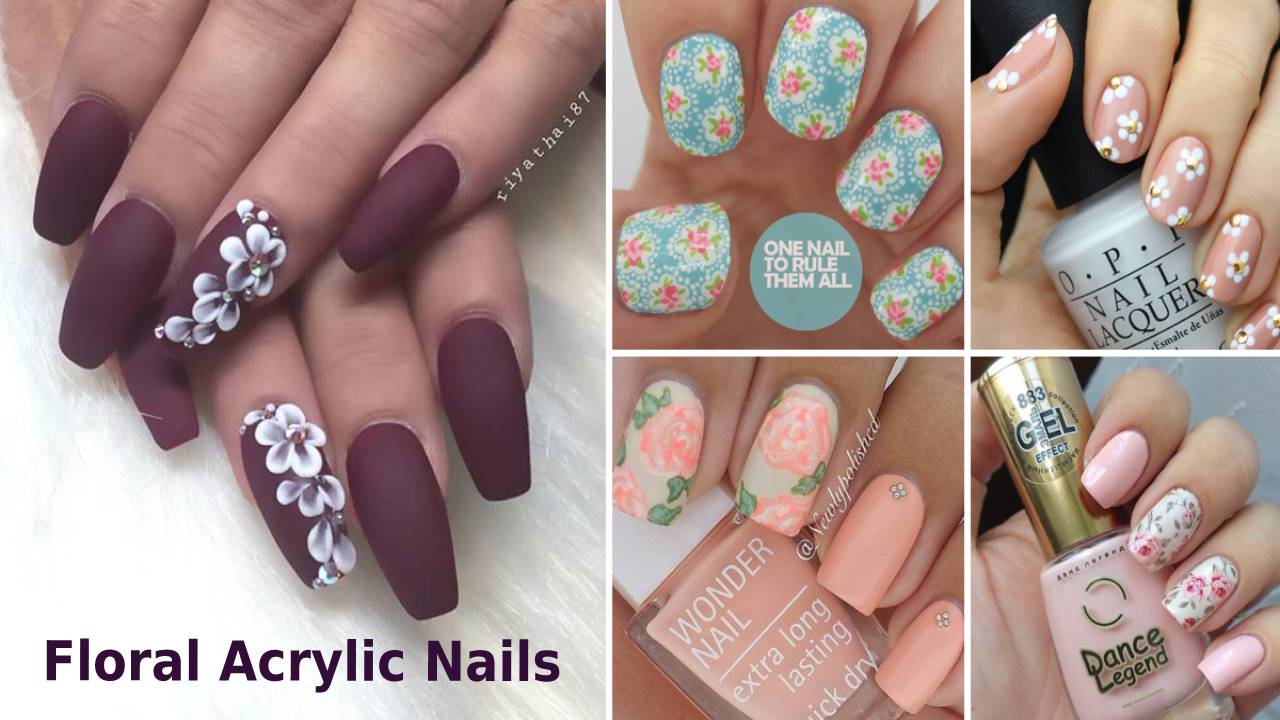 Floral Acrylic Nails